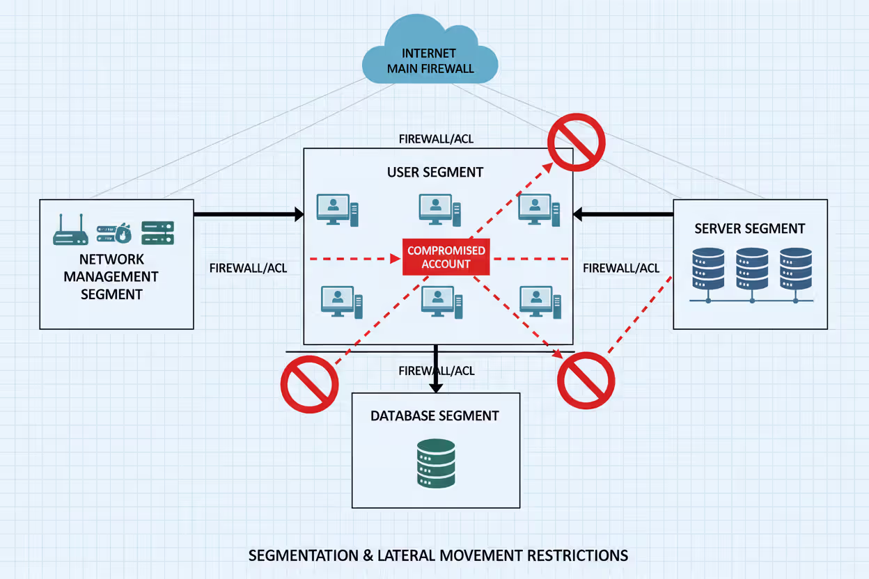 Compromised account blocked from moving across a segmented network