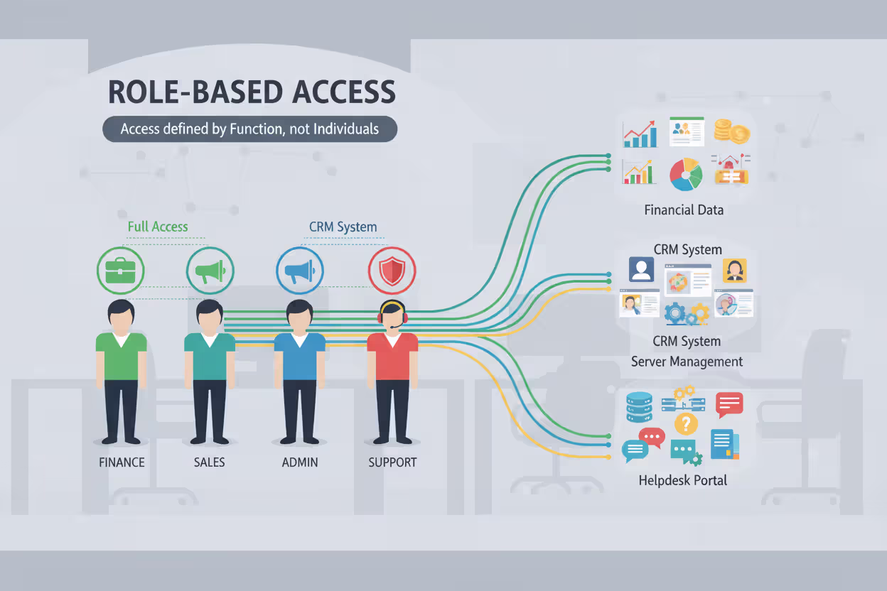 Role-based access control with different employees assigned different resource permissions
