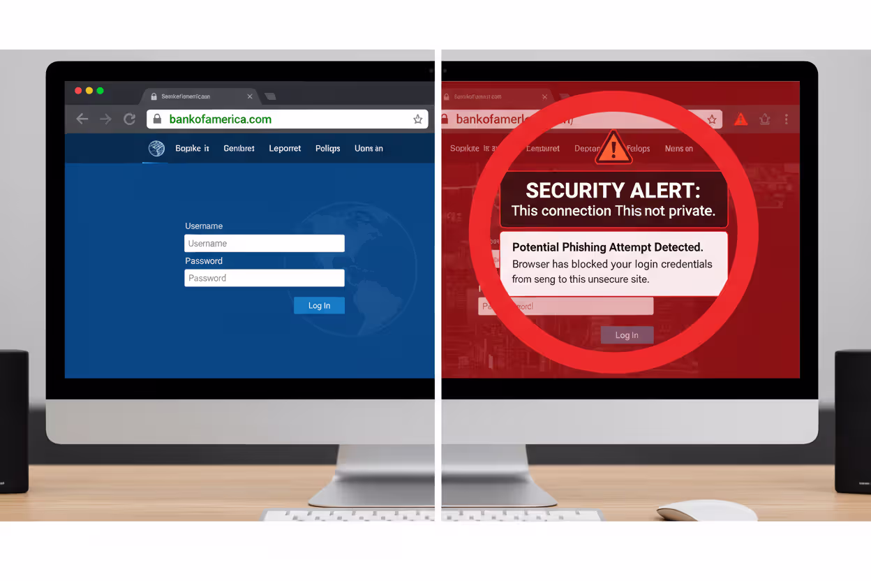 Browser blocking authentication on a phishing domain lookalike