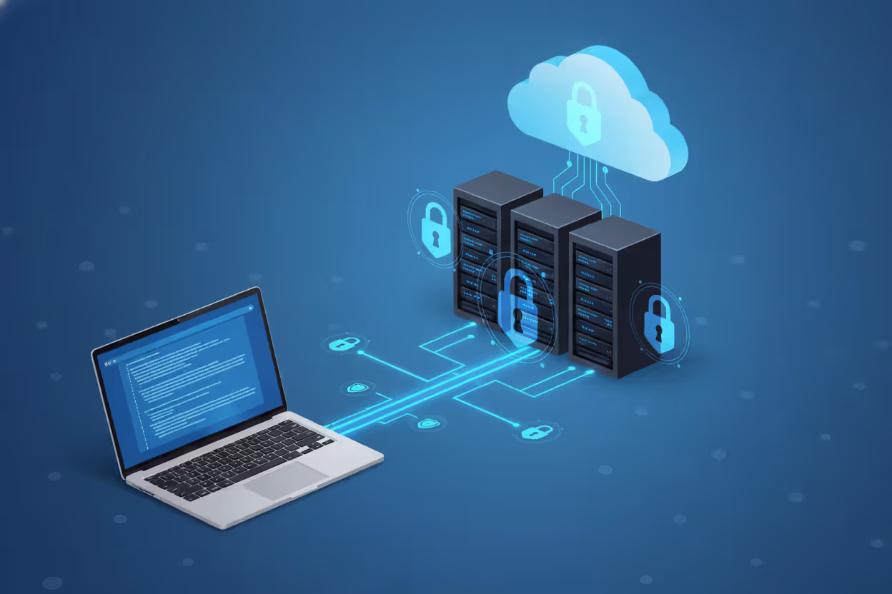 Encrypted data transfer between user device and secure server