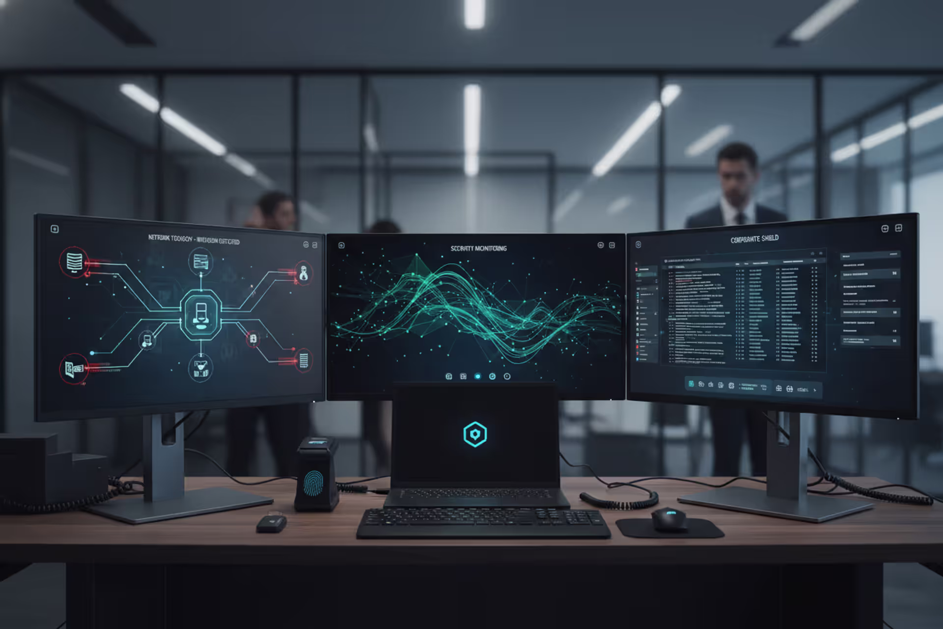 Cybersecurity analyst monitoring enterprise data security systems