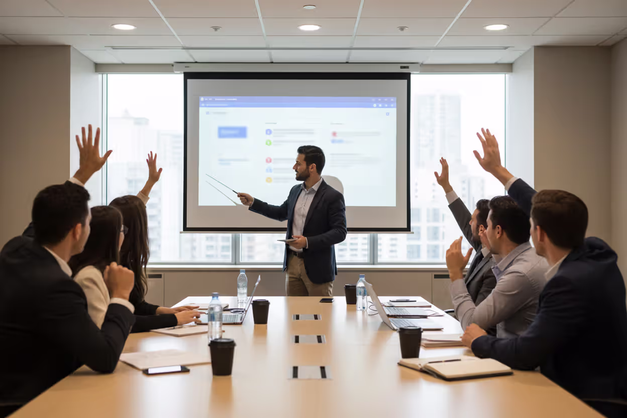 Employees attending a cybersecurity awareness training session