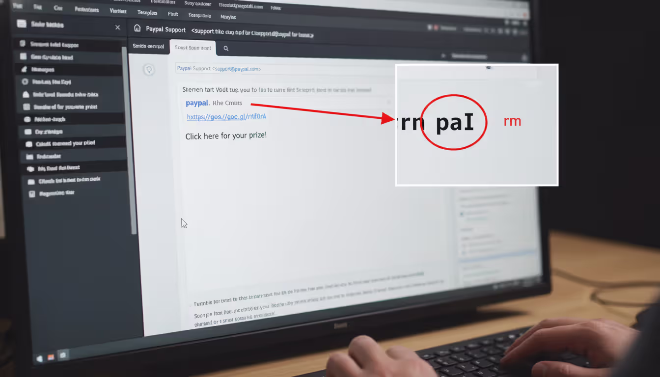 Email security inspection showing sender address and hovered suspicious URL