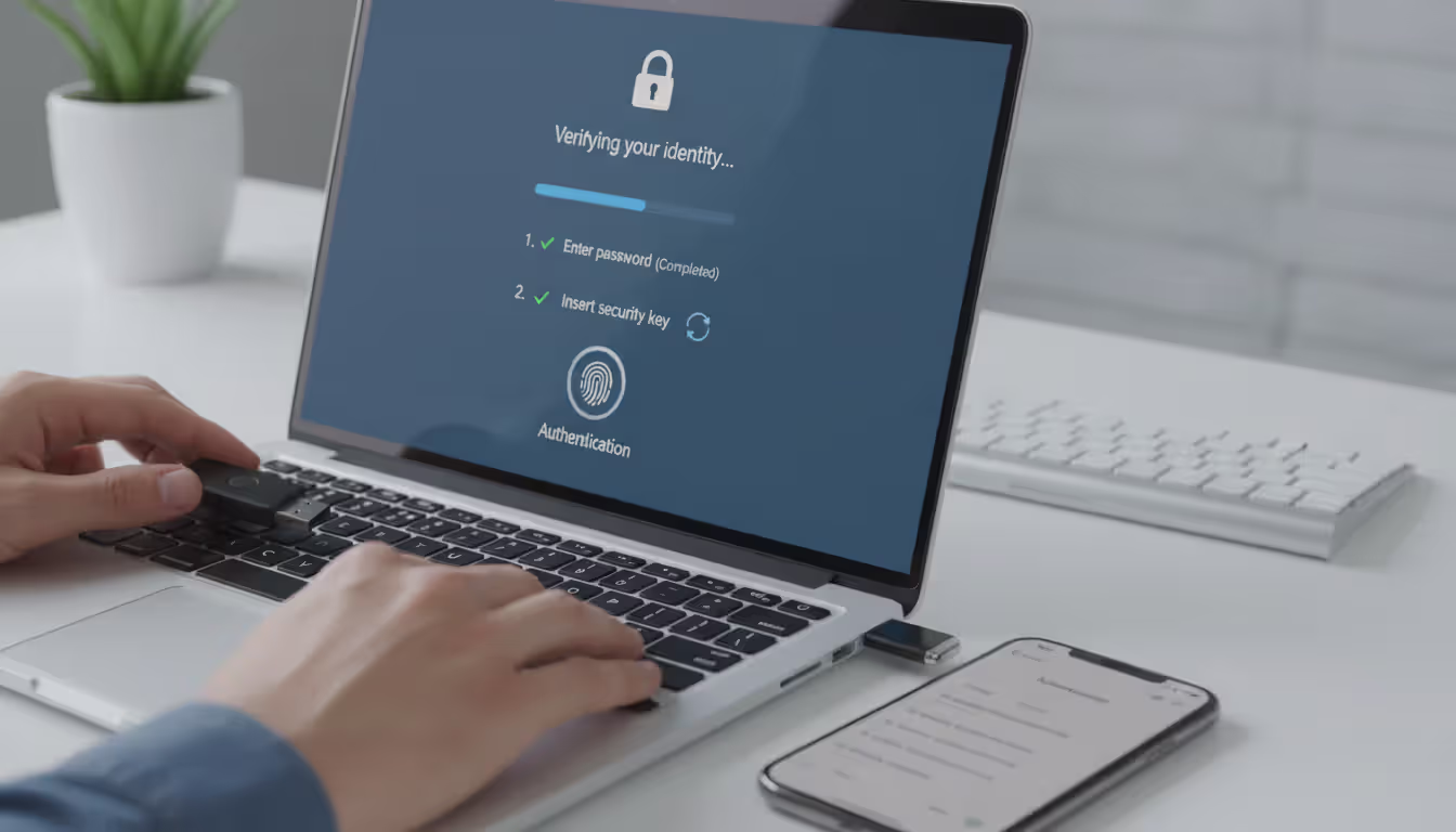 User signing in with hardware security key and multi-factor authentication