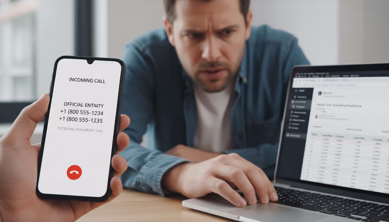 Smartphone showing spoofed call during a voice phishing attempt