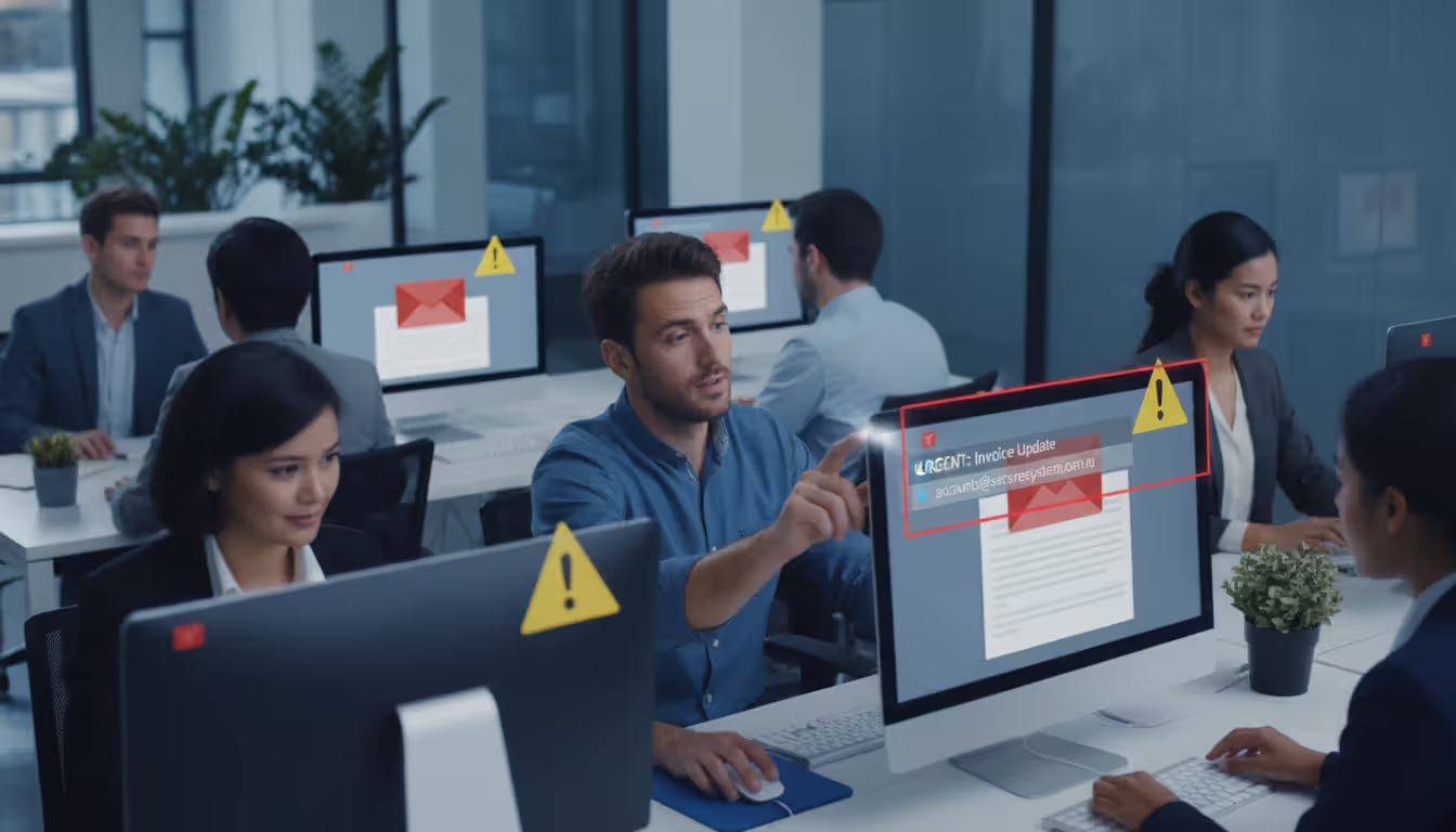 Office employees exposed to phishing emails in a corporate environment
