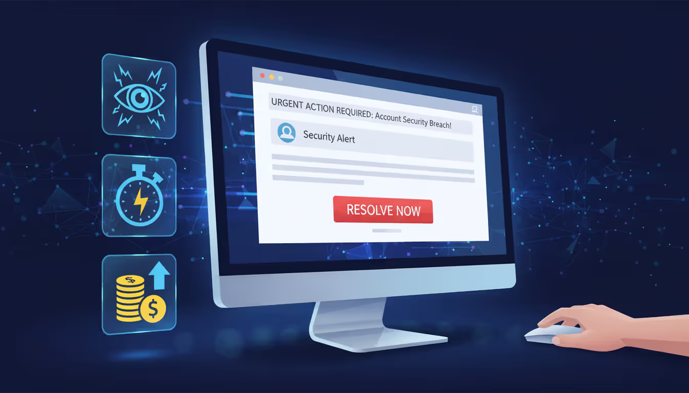 User facing a phishing email designed to trigger urgency and fear