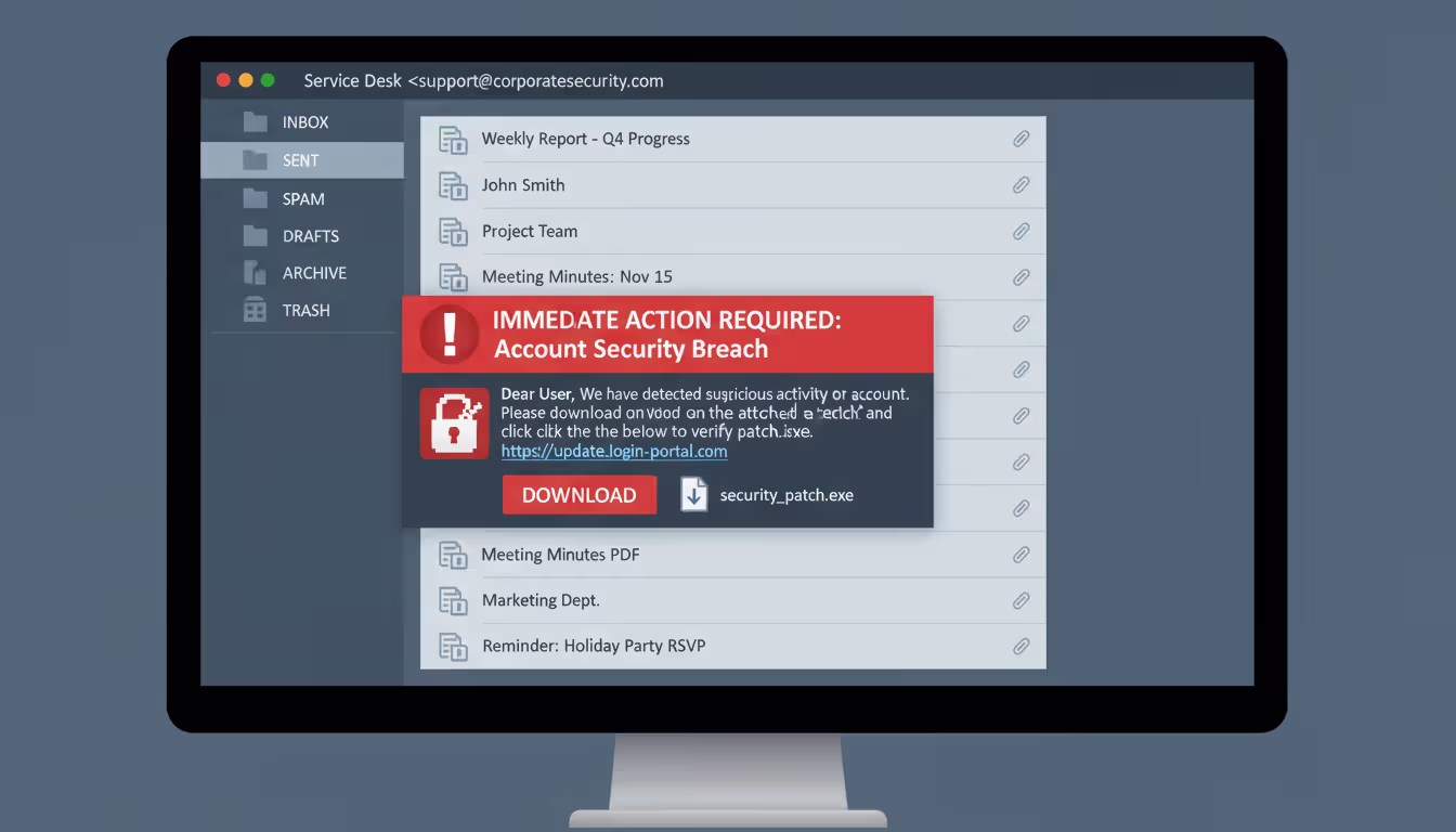 Hijacked email thread with a malicious attachment inside a business conversation