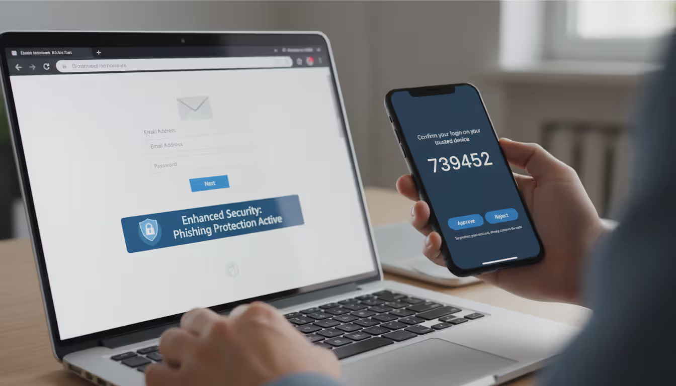 Multi-factor authentication protecting an email account login
